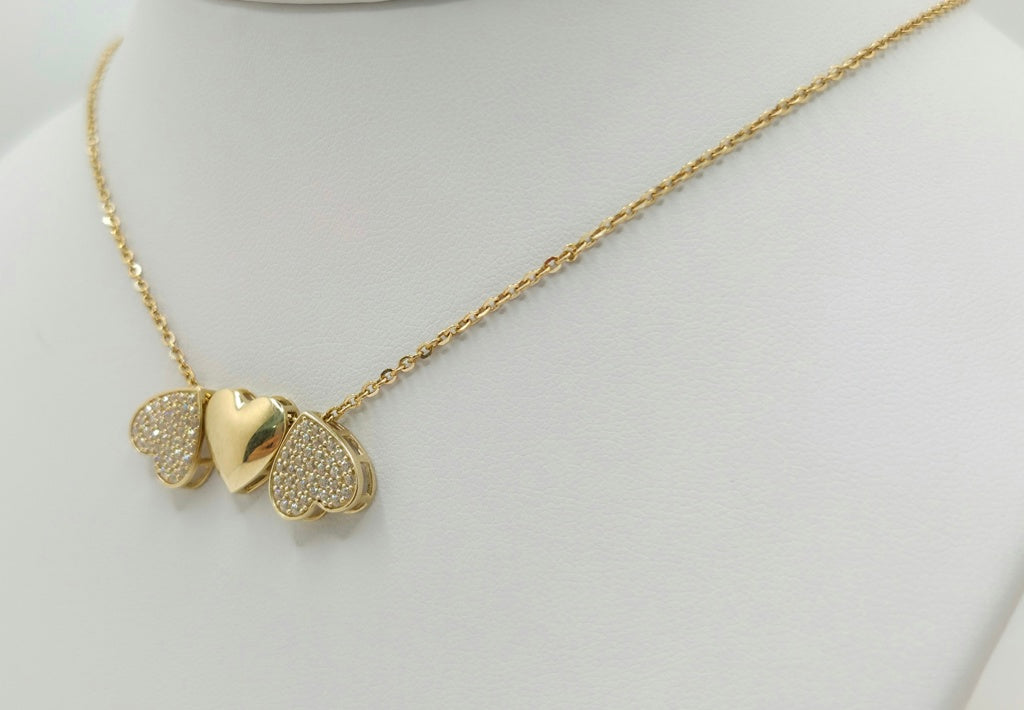10K THREE HEARTS ROLO CHAIN – 16" 1MM – JY Jewelry Wholesale
