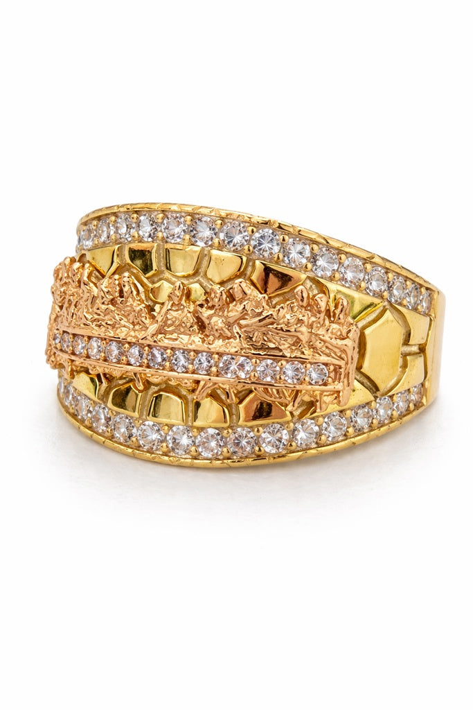 10K MODERN ROSE GOLD DETAIL NUGGETE DETAIL MAN RING – JY Jewelry Wholesale