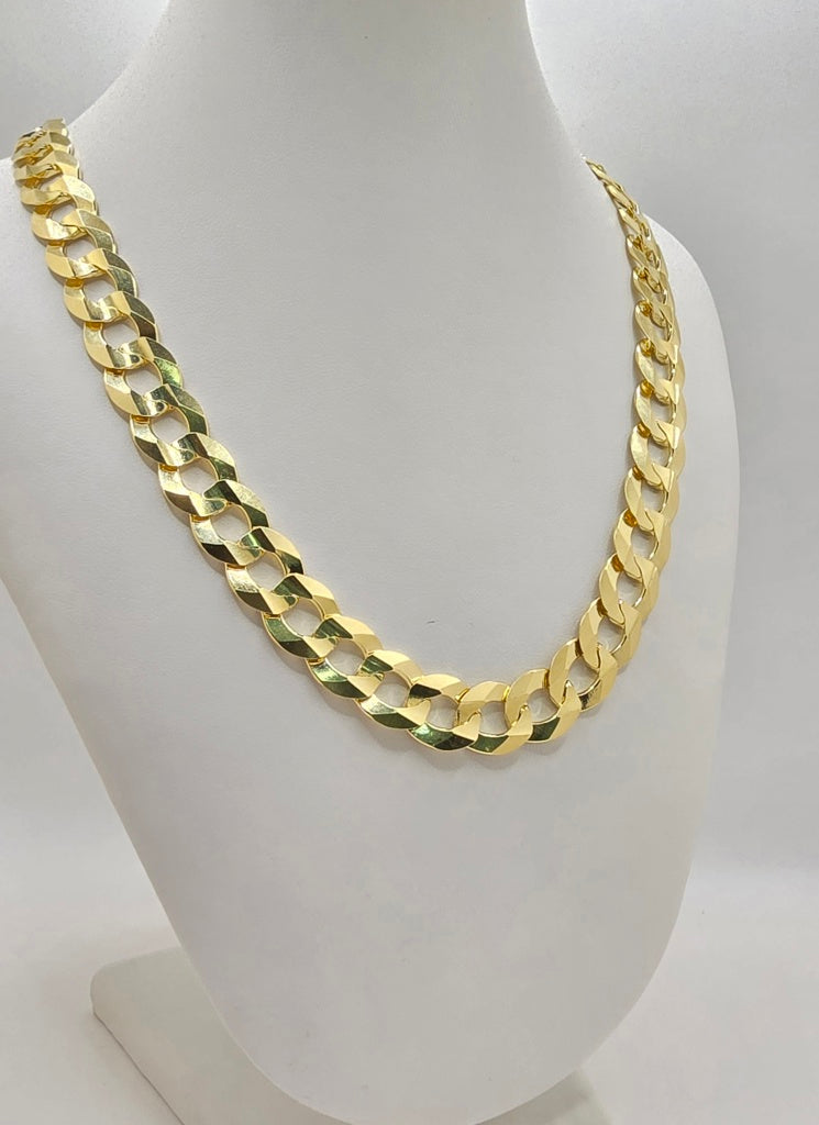 10K SOLID CUBAN CURB FLAT CHAIN – 26" 15MM – JY Jewelry Wholesale