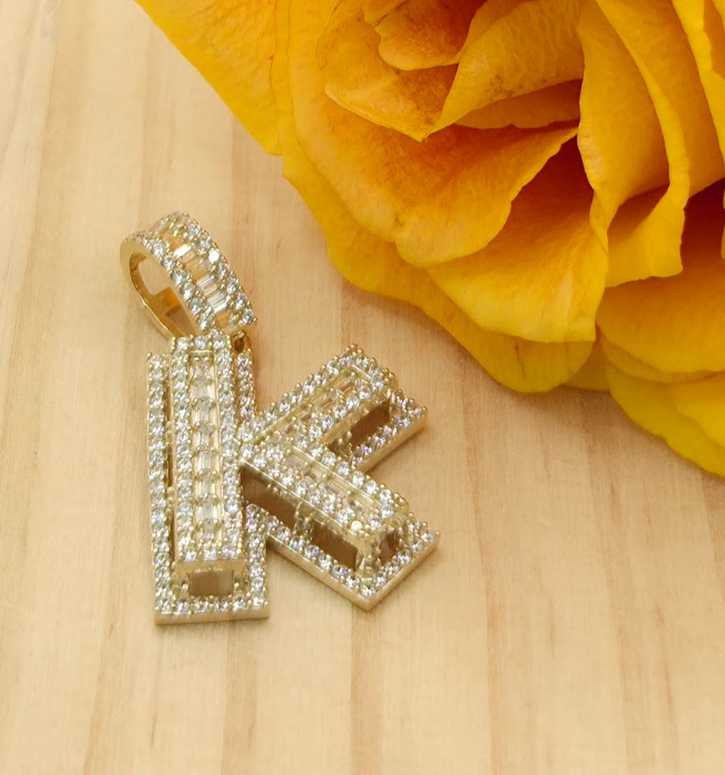 10K MEDIUM CZ "K" LETTER PENDANT – JY Jewelry Wholesale
