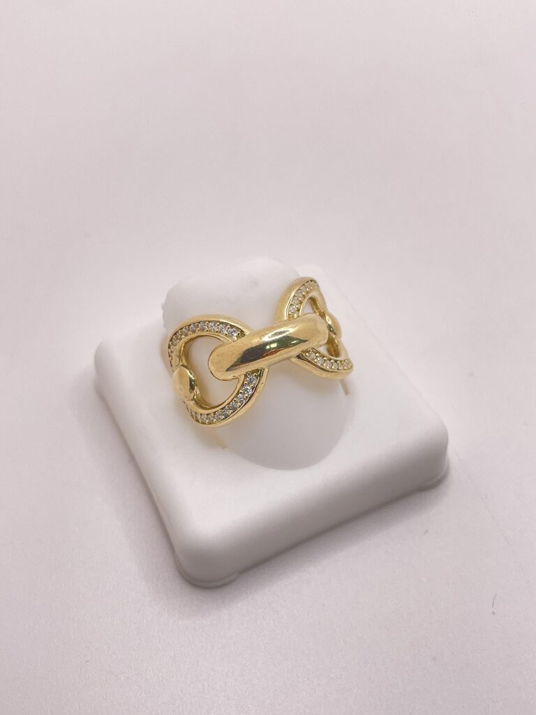 10K LARGE OVAL CHAIN STYLE RING WITH ZIRCONIA – 7 – JY Jewelry Wholesale