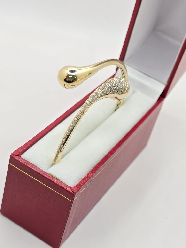 14K CZ TWO DROPS BANGLE – JY Jewelry Wholesale