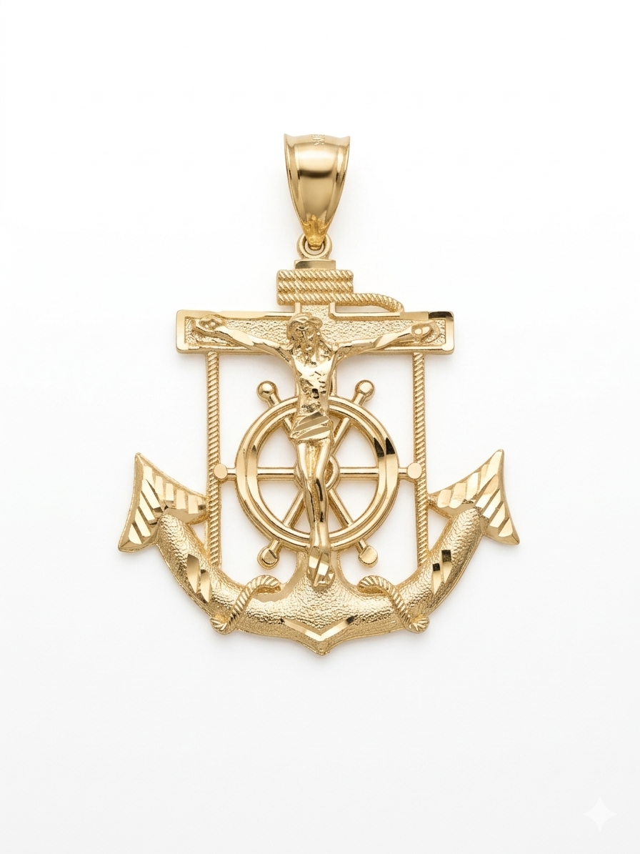 10K YELLOW GOLD ANCHOR PENDANT – MEDIUM – JY Jewelry Wholesale