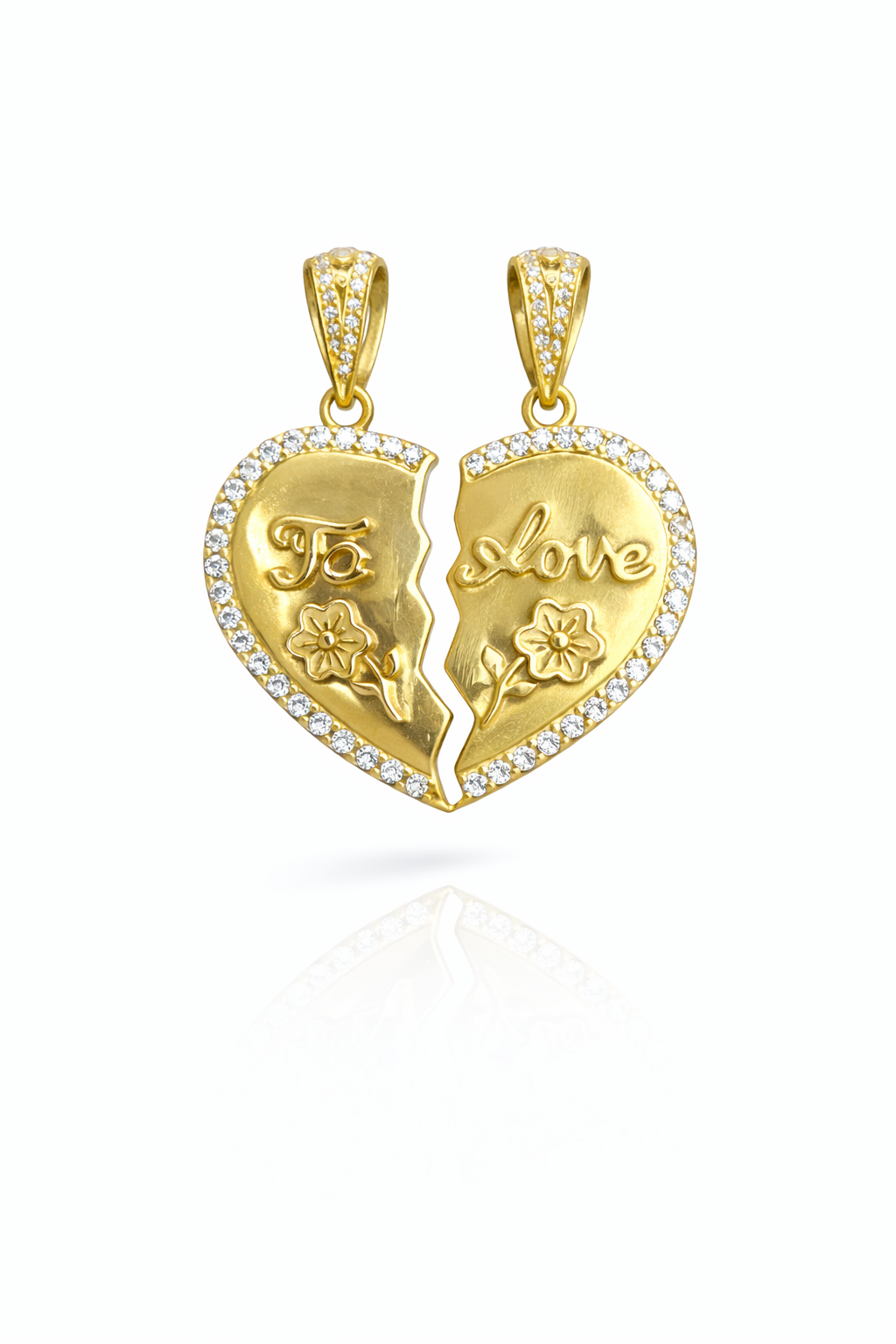14K "LOVE YOU" SPLIT HEART PENDANT – JY Jewelry Wholesale