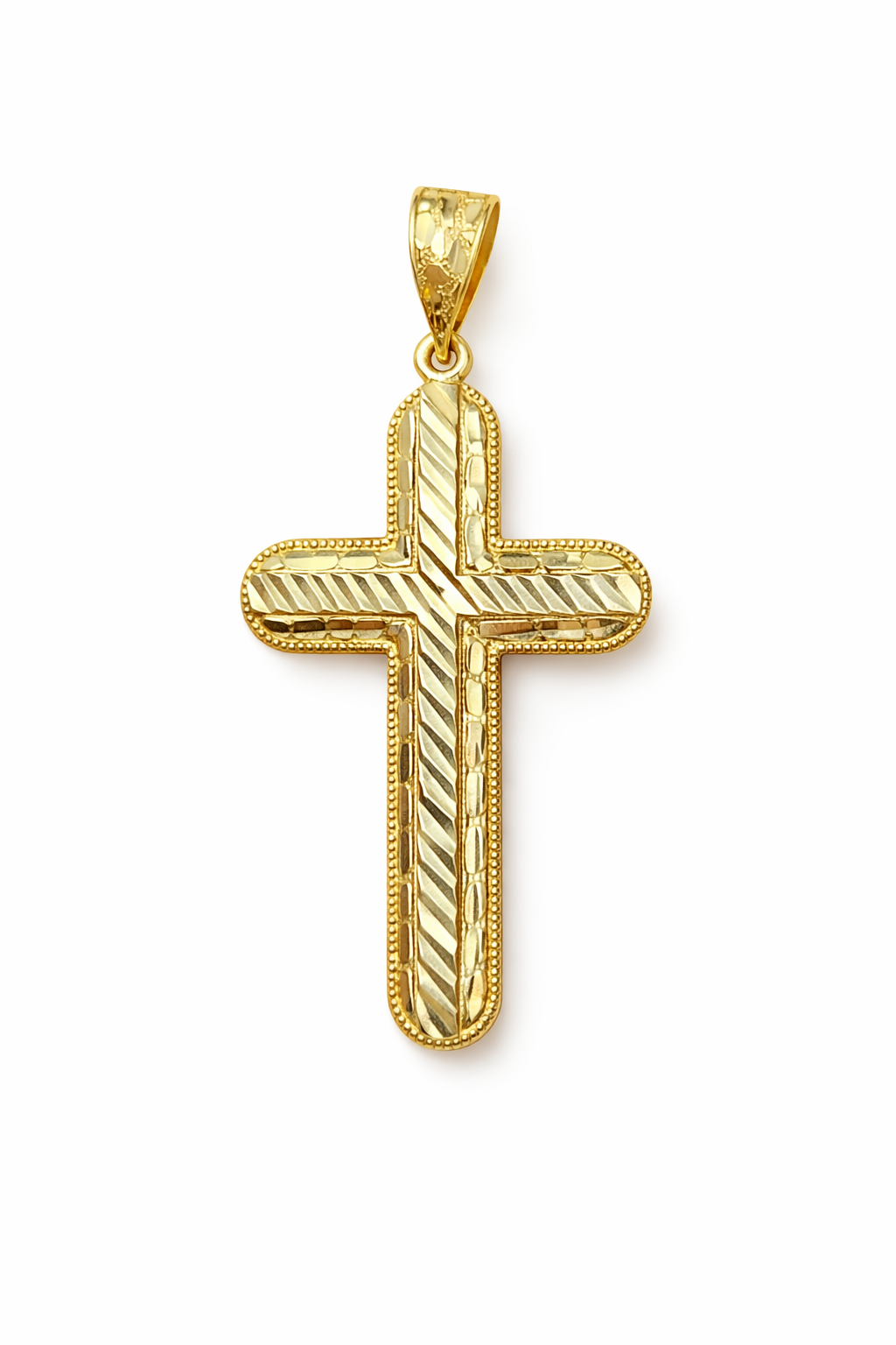 10K NUGGETS CROSS PENDANT – 47X31MM – JY Jewelry Wholesale