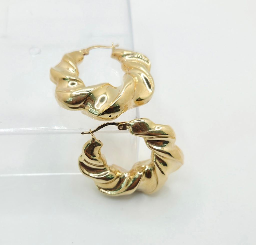 10K LARGE MODERN WAVES DESIGN HOOPS EARRINGS – JY Jewelry Wholesale