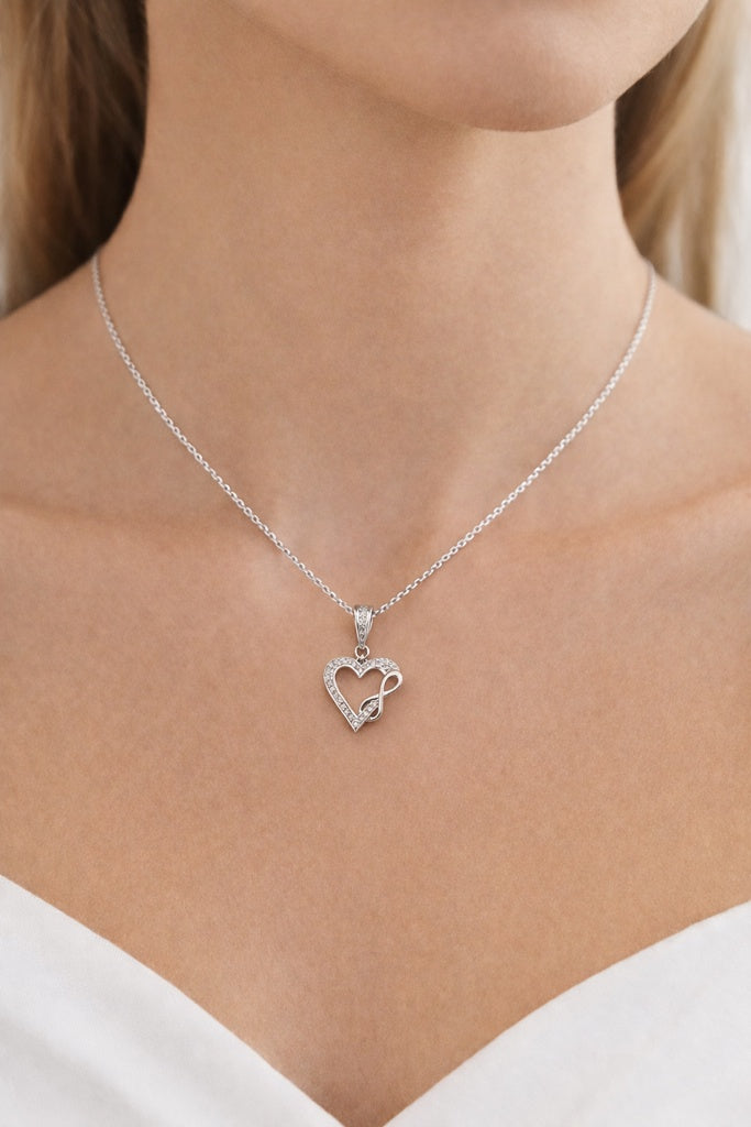 10K WHITE GOLD HEART WITH INFINITY DIAMOND PENDANT – JY Jewelry Wholesale