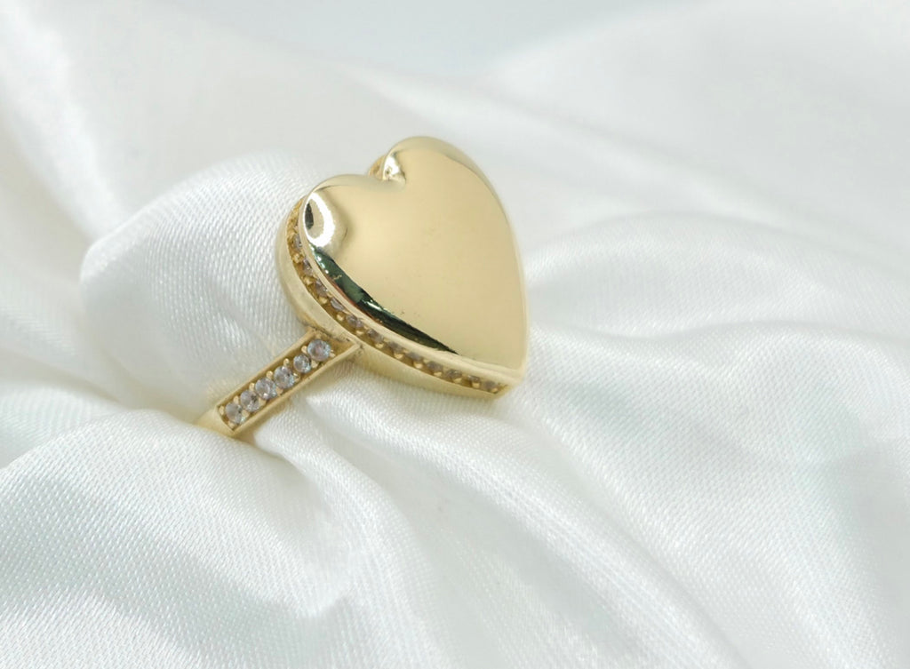 10K CZ AROUND PLAIN HEART RING – 6-7.5 – JY Jewelry Wholesale
