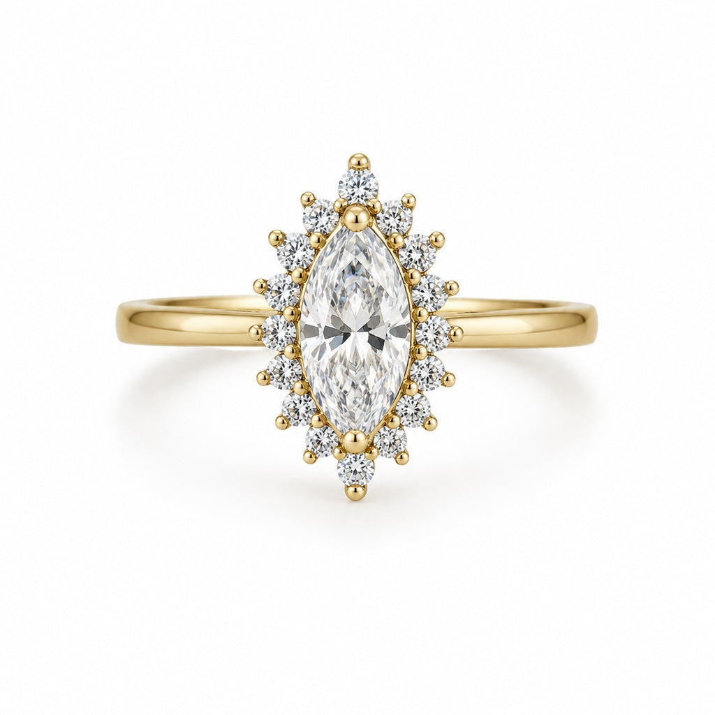 10K ELEGANT DELICATE WHITE ALMOND STONE RING – 7 – JY Jewelry Wholesale