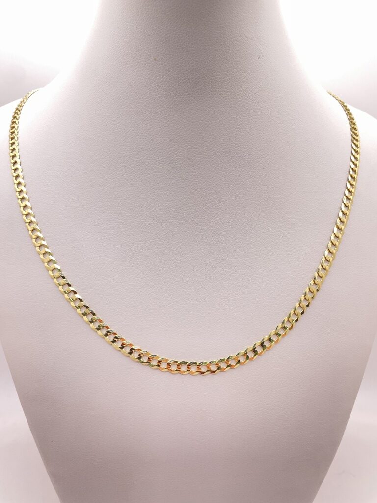 10K CUBAN CURB FLAT CHAIN 22" 4MM – JY Jewelry Wholesale