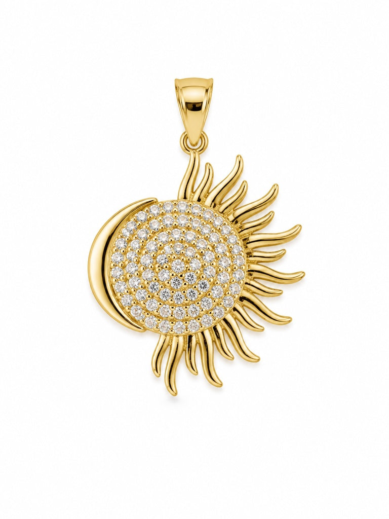 14K CZ MOON & SUN PENDANT – SMALL – JY Jewelry Wholesale
