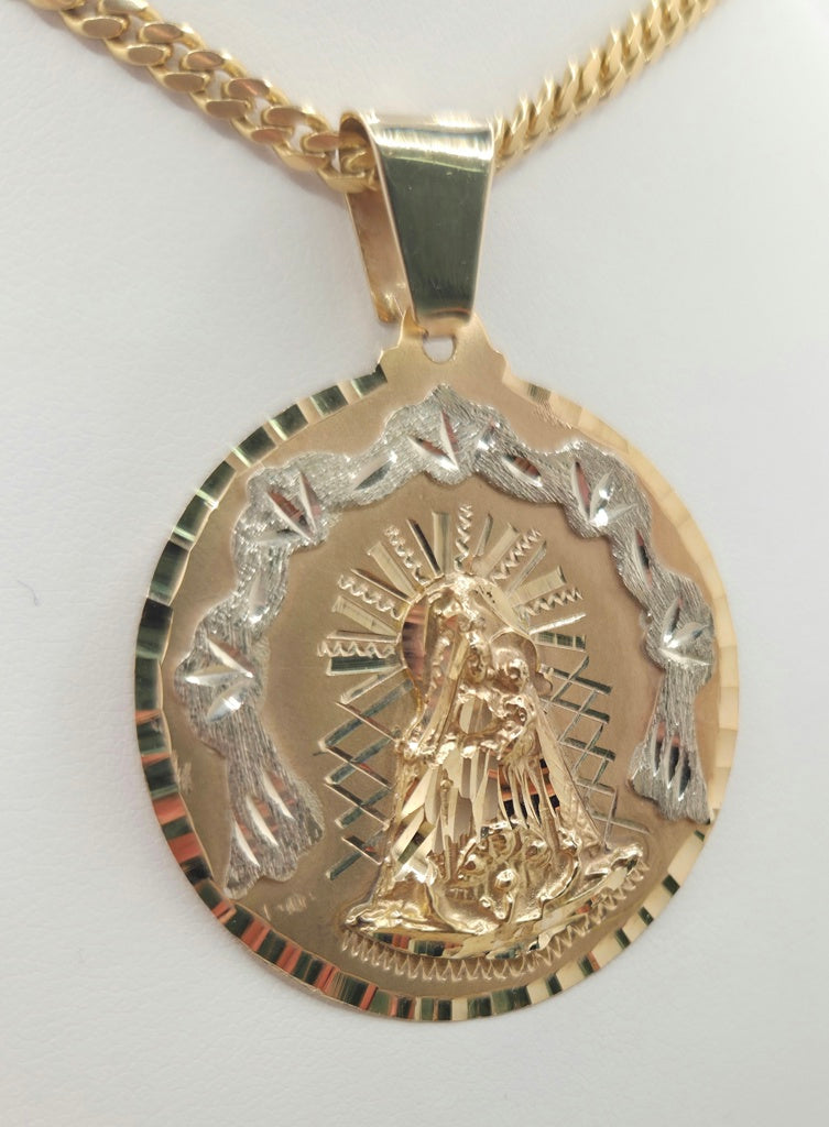 14K Caridad del cobre round medallion – 38.25MM – JY Jewelry Wholesale
