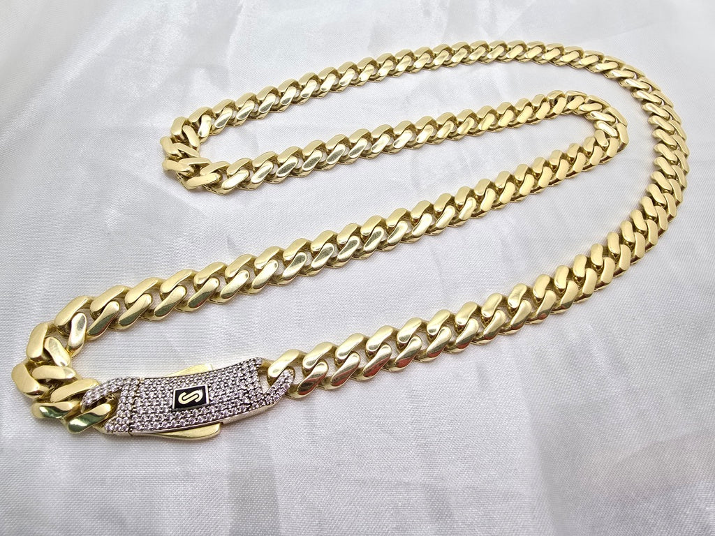 10K CERTIFIED MONACO CHAIN CZ CLOSURE – 11.5MM 24" – JY Jewelry Wholesale