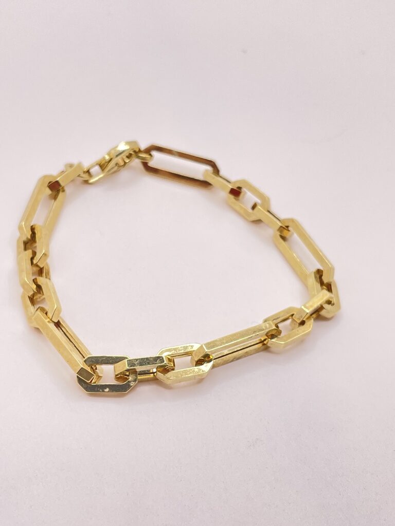 14K SQUARE PAPER CLIP BRACELET – 7" 6MM – JY Jewelry Wholesale
