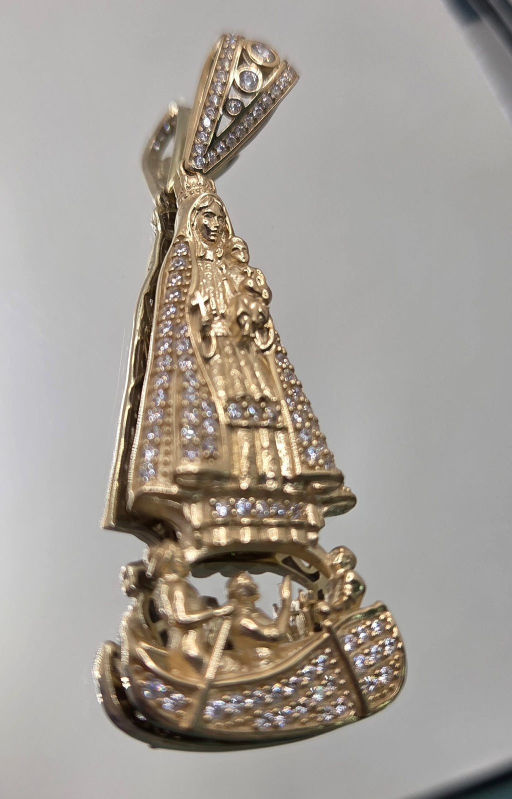 10K LARGE CZ VIRGEN DE LA CARIDAD PENDANT – JY Jewelry Wholesale