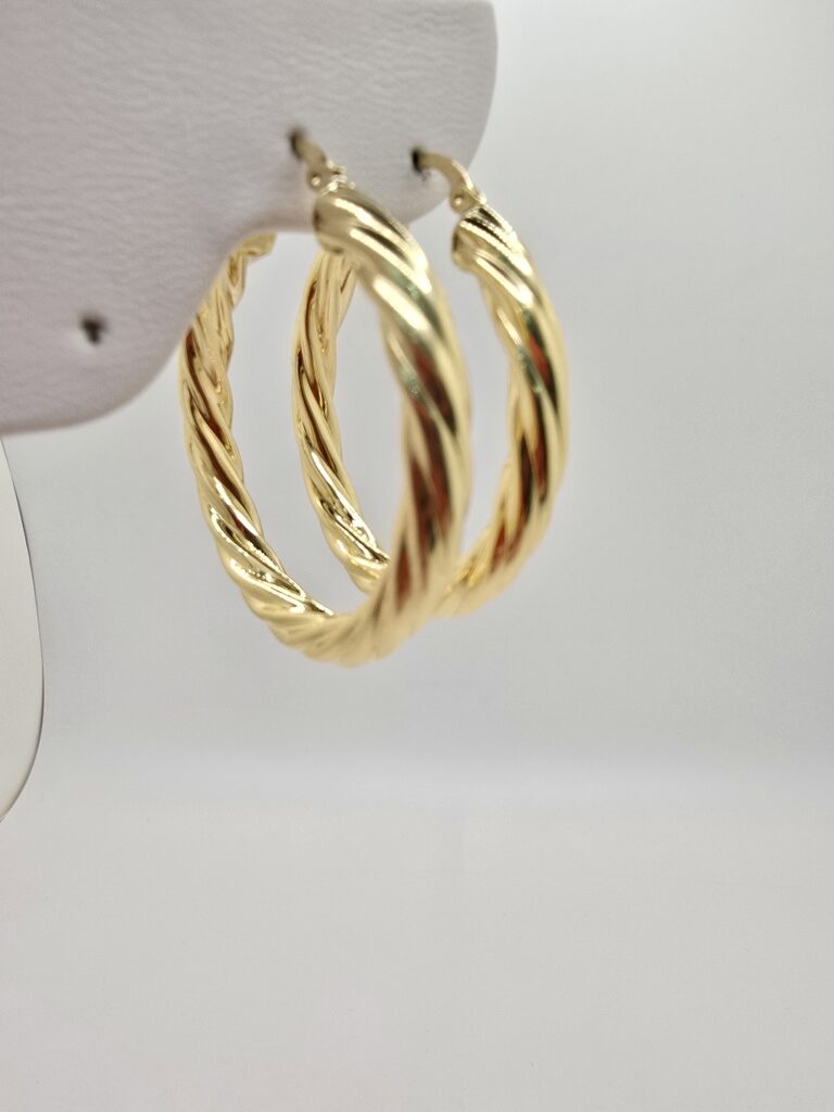10K CROOKED HOOPS EARRINGS – 5 5MM – JY Jewelry Wholesale