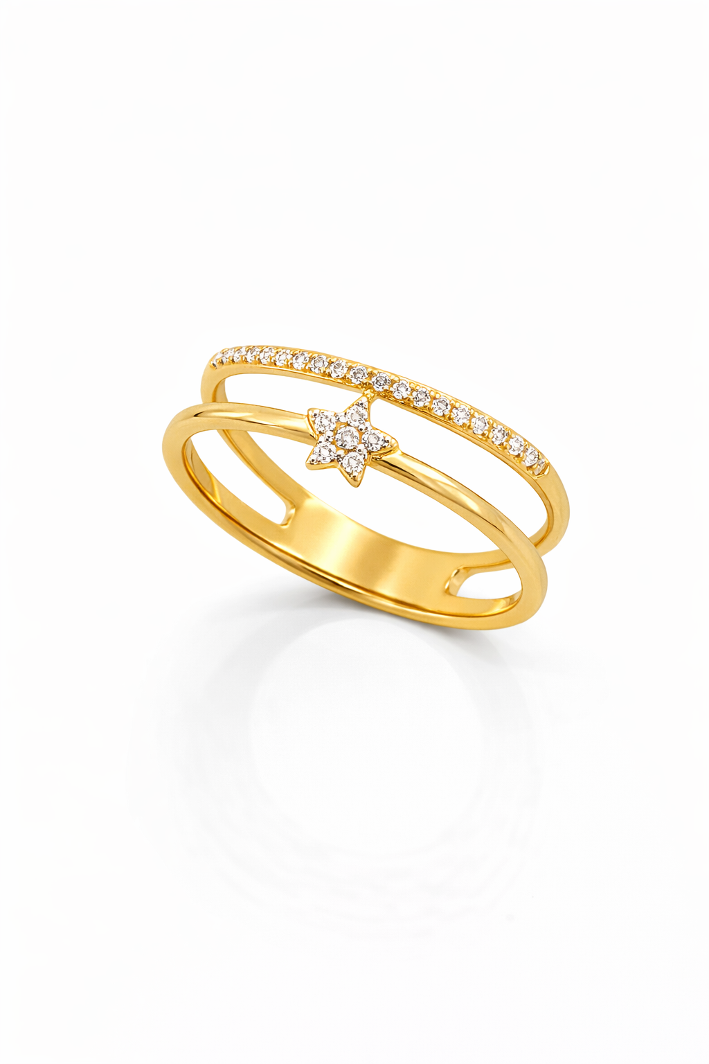 14K BEAUTIFUL RING WITH A FULL STAR WITH CZ – 7 – JY Jewelry Wholesale