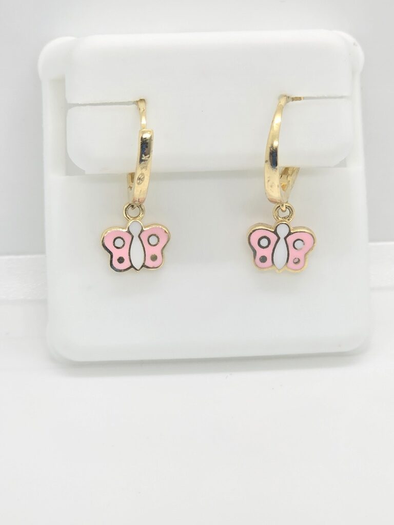 10K PINK BUTTERFLY HOOP EARRINGS – JY Jewelry Wholesale