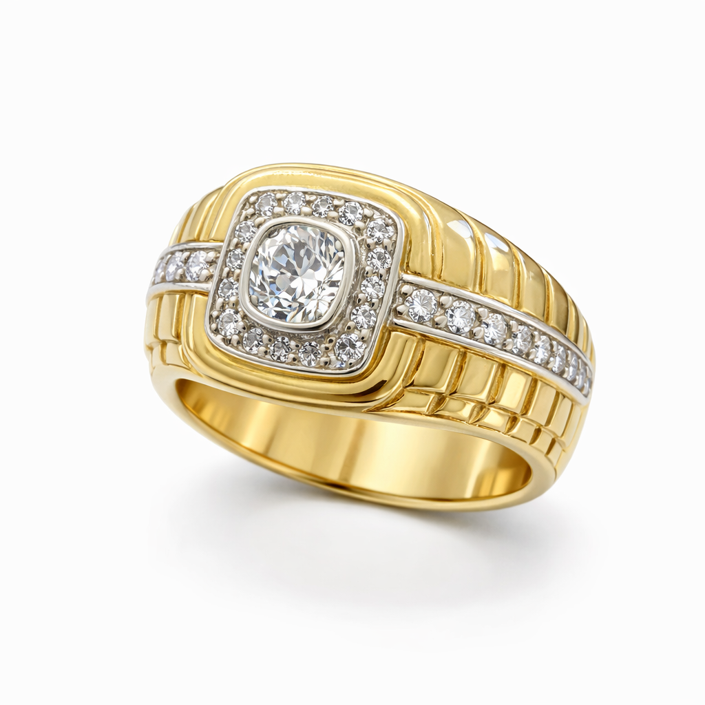 14K ELEGANT CZ TWO TONE RING – 11 – JY Jewelry Wholesale