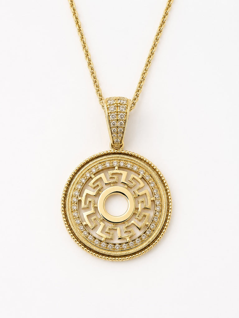 10K ROUND GREEK PENDANT – JY Jewelry Wholesale