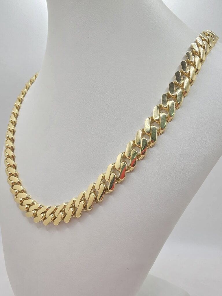 10K PLAIN CERTIFIED MONACO CHAIN – 11.5MM 24" – JY Jewelry Wholesale