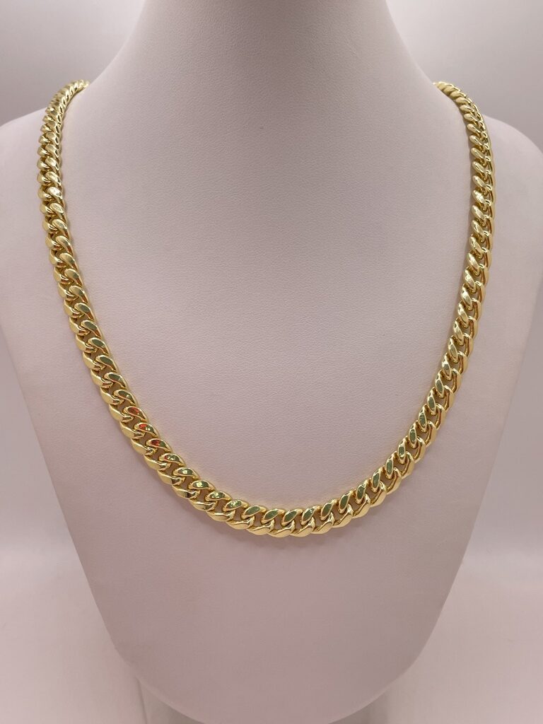 14K SEMISOLID MIAMI CUBAN CHAIN 24" 7MM – JY Jewelry Wholesale
