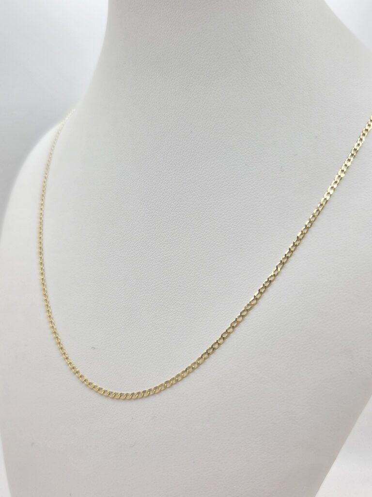 14K SOLID CUBAN CURB FLAT CHAIN – 18" 1.5MM – JY Jewelry Wholesale
