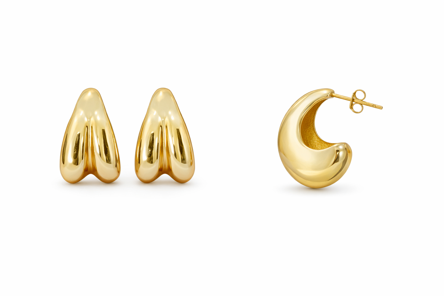 14K MODERN YELLOW GOLD HALF SHELL STYLE EARRINGS – JY Jewelry Wholesale