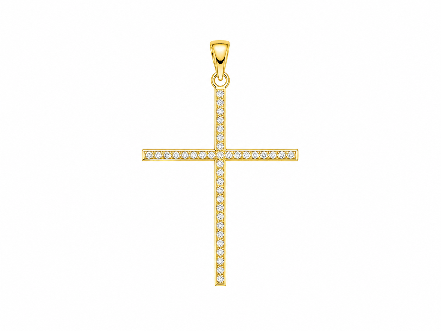 10K CZ FINE DELICATE CROSS PENDANT – LARGE – JY Jewelry Wholesale