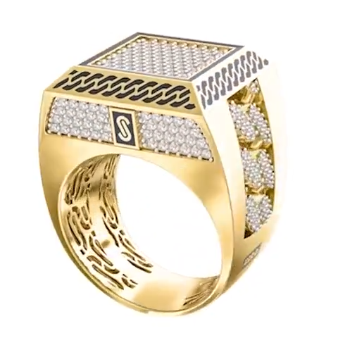 10K CZ SQUARE CHAIN DESIGN CERTIFIED MONACO RING – 10.5 – JY Jewelry Wholesale