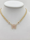 14K CZ BUTTERFLY LEAF DESIGN LINK NECKLACE – 18" – JY Jewelry Wholesale