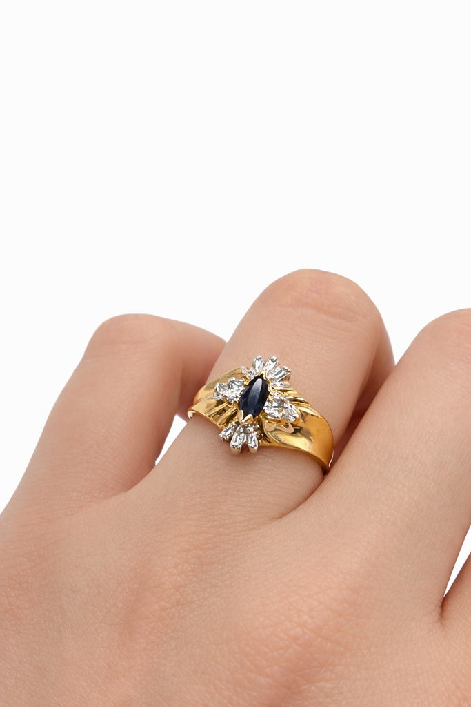 10K DELICATE DIAMOND WITH SAPPHIRE WOMAN'S RING – 6 – JY Jewelry Wholesale