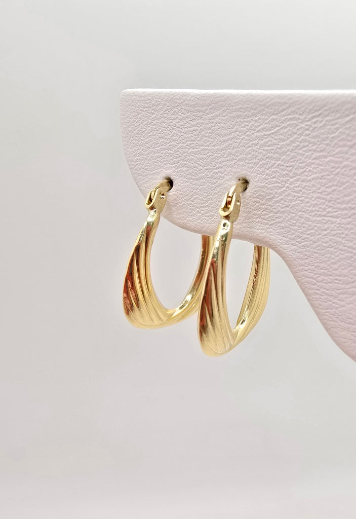 14K GEOMETRIC RIBBED HOOPS EARRINGS – JY Jewelry Wholesale
