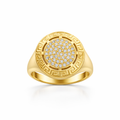 14K MODERN GREEK FRAME ROUND CZ RING – 8 – JY Jewelry Wholesale