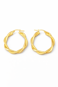 10K DOUBLE CROKED PLAIN & SATIN HOOPS EARRINGS – 4MM X 37.5MM – JY Jewelry Wholesale