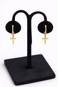 14K GOLDEN CROSS DANGLING HOOPS EARRINGS – JY Jewelry Wholesale