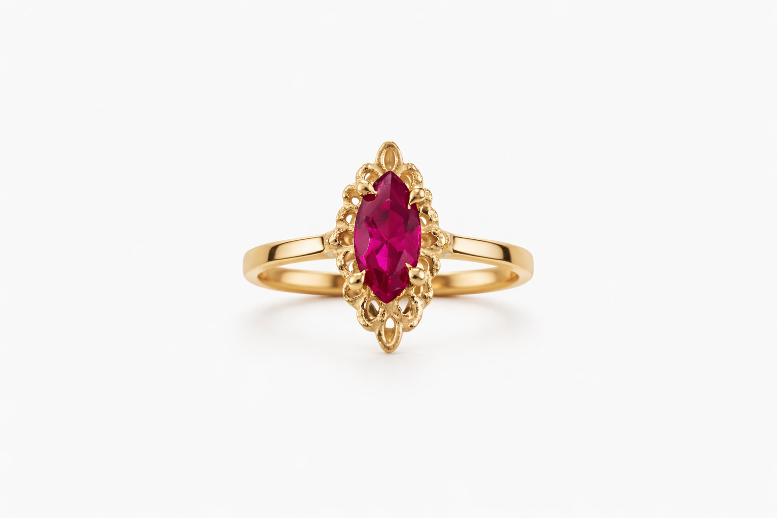 10K ELEGANT ROUND RING WITH HOT PINK STONE – 7 – JY Jewelry Wholesale