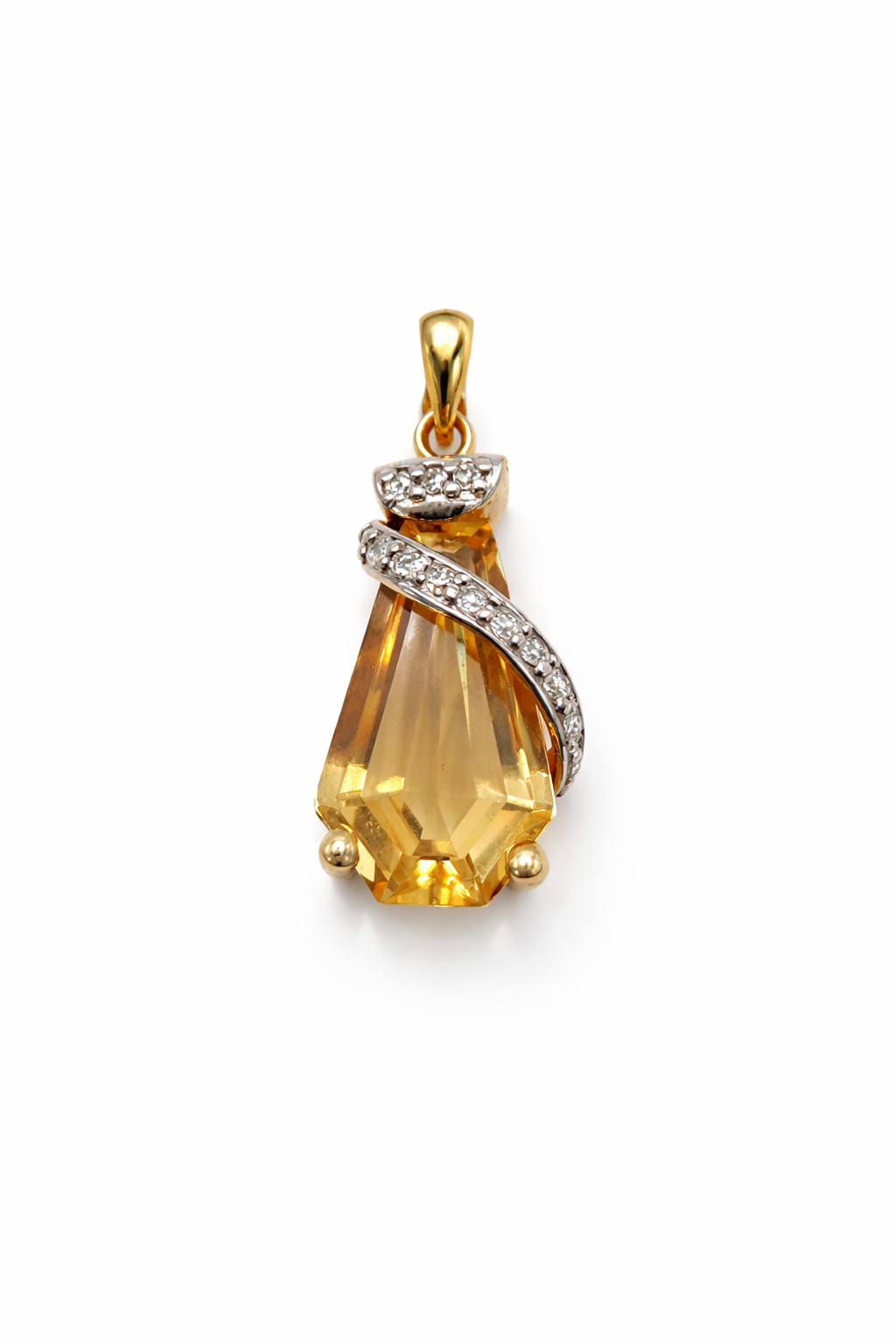10K CITRINE STONE NATURAL DIAMOND ELEGANT PENDANT – SMALL – JY Jewelry Wholesale