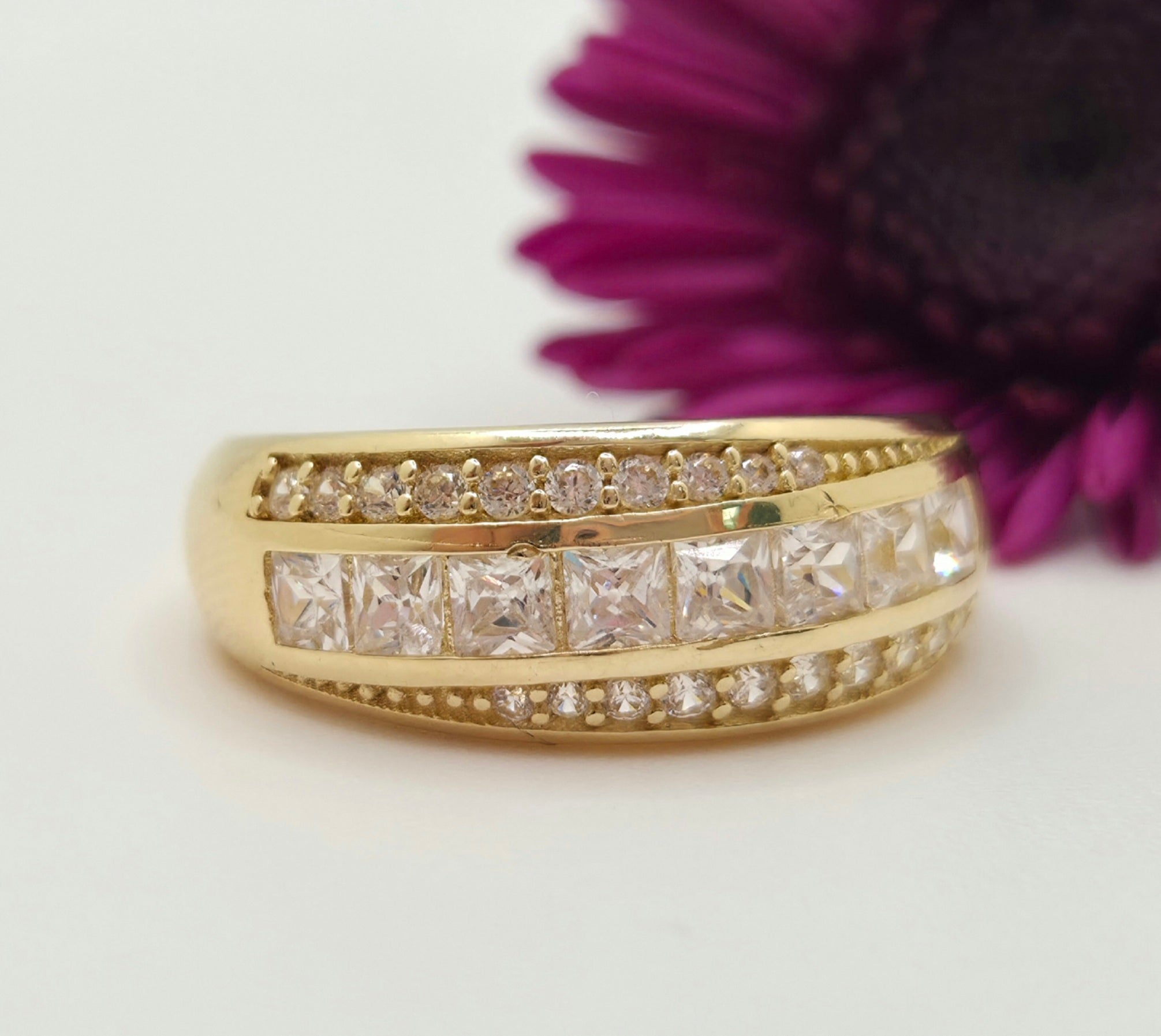 14K CZ DETAIL WEDDING BAND MEN'S RING – 7.5 – JY Jewelry Wholesale