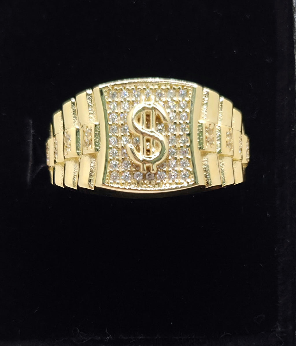 14K CZ MONEY SYMBOL RING – 12 – JY Jewelry Wholesale