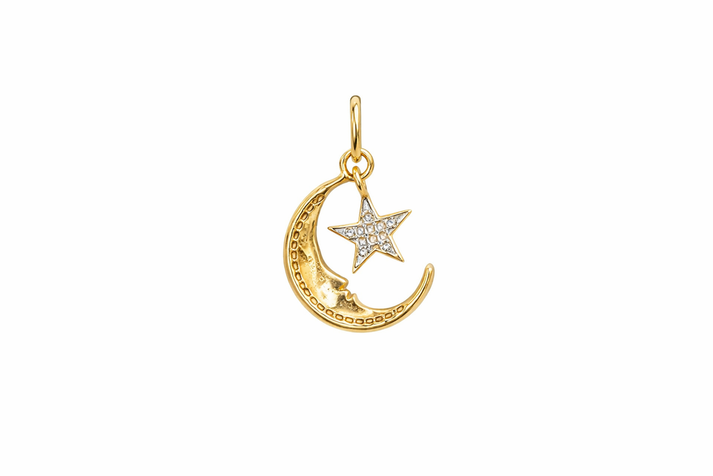 10K SMALL MOON AND STAR DIAMOND PENDANT – JY Jewelry Wholesale