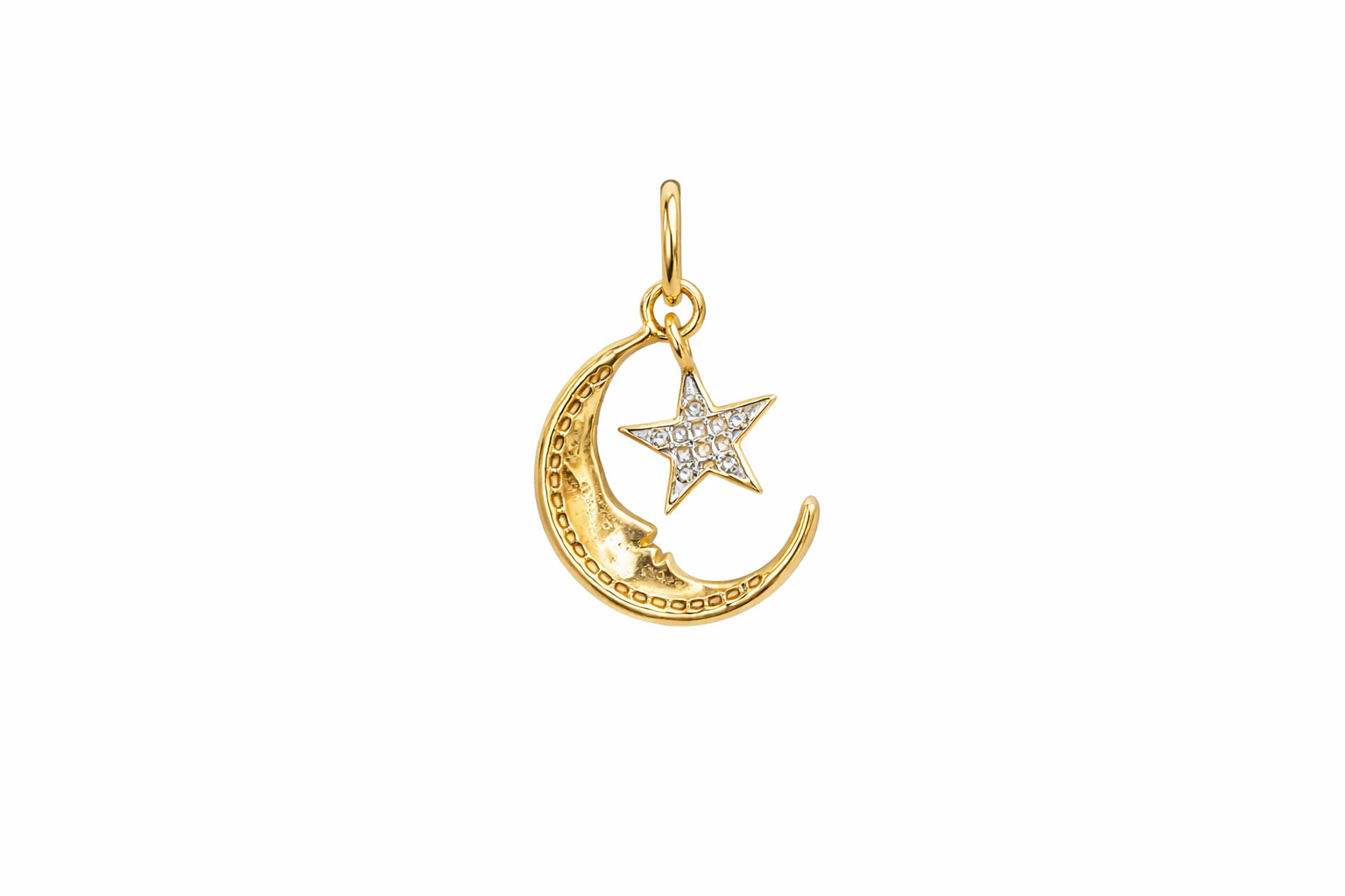 10K SMALL MOON AND STAR DIAMOND PENDANT – JY Jewelry Wholesale