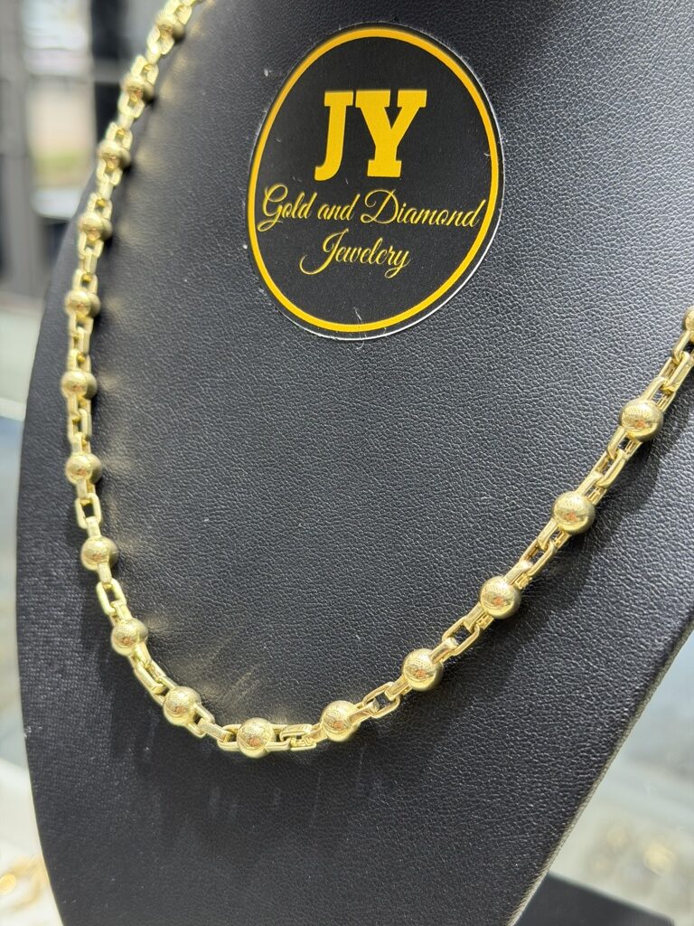 10K MODERN PAPER CLIP-BEADS CHAIN – 20" 6MM – JY Jewelry Wholesale