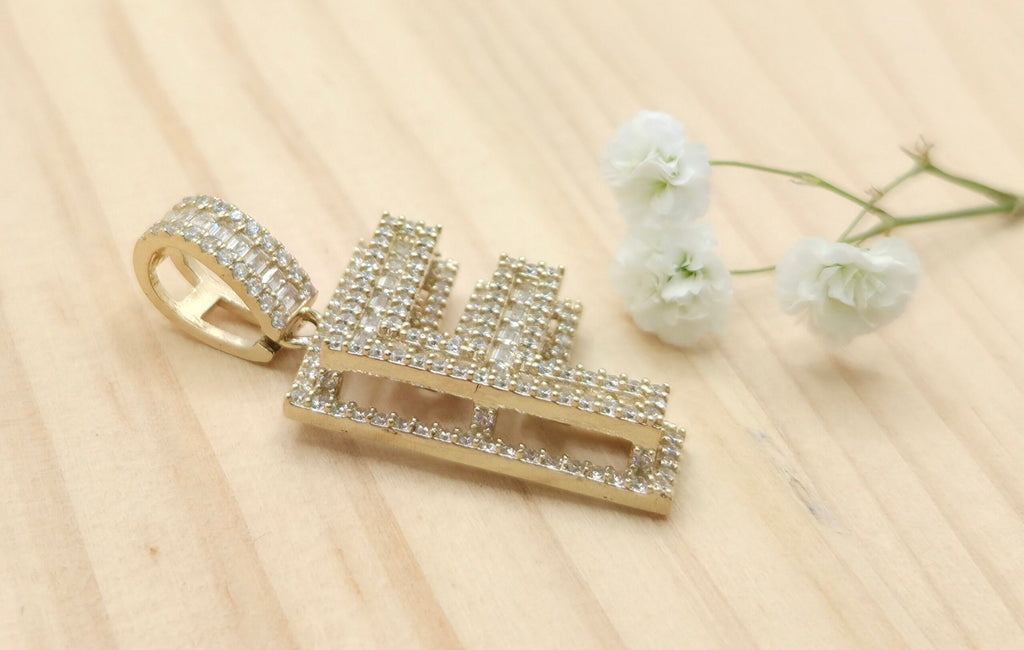 10K SMALL CZ "F" LETTER PENDANT – JY Jewelry Wholesale