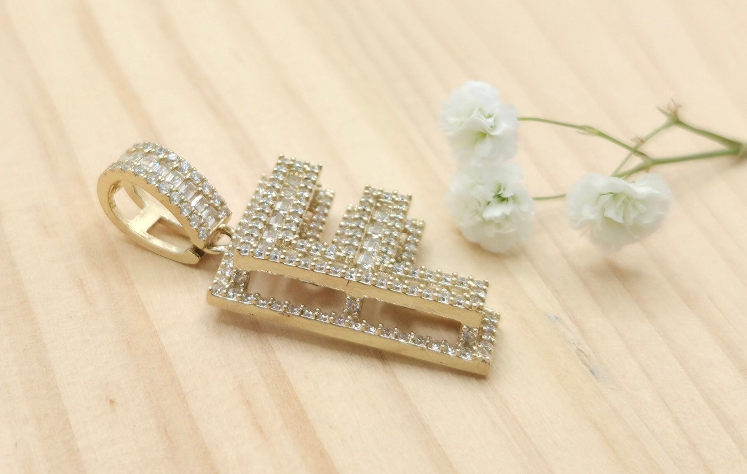 10K SMALL CZ "F" LETTER PENDANT – JY Jewelry Wholesale