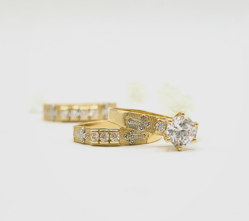 10K SMALL CROSS DETAIL ENGAGEMENT WOMAN'S RING – 8 – JY Jewelry Wholesale