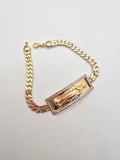 10K FLAT CURB LINK BRACELET WITH VIRGIN MARY – 7" 5.5MM – JY Jewelry Wholesale