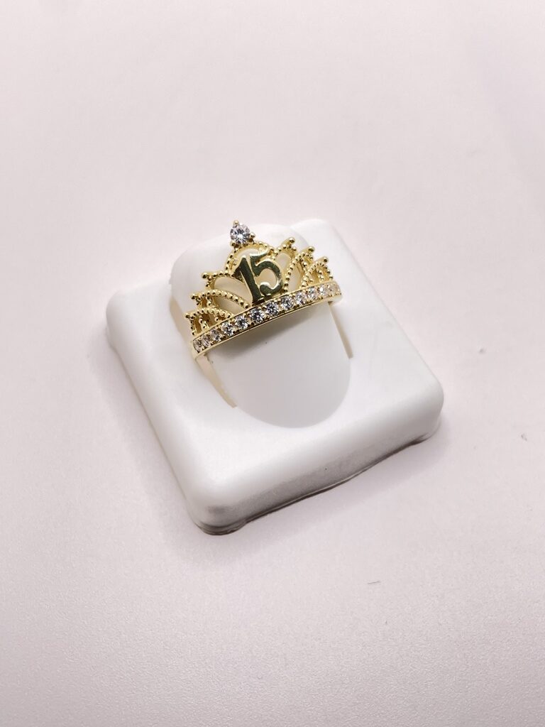 10K FIFTEEN YEAR RING WITH CROWN – 8.5 – JY Jewelry Wholesale