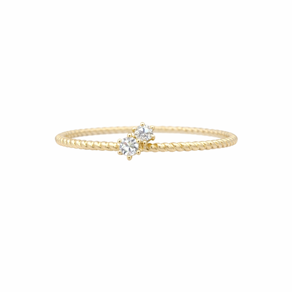 14K SIMPLE AND DELICATE RING WITH TWO CZ DETAILS – 6 – JY Jewelry Wholesale