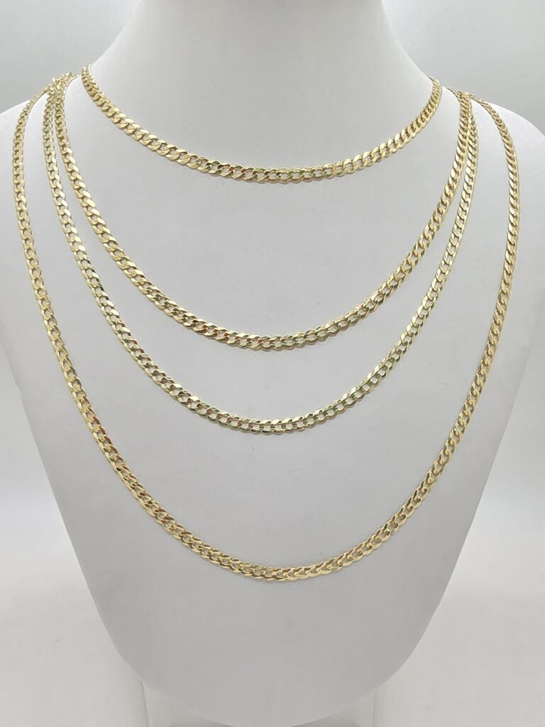 14K SOLID CUBAN CURB FLAT CHAIN – 18" 3.5MM – JY Jewelry Wholesale